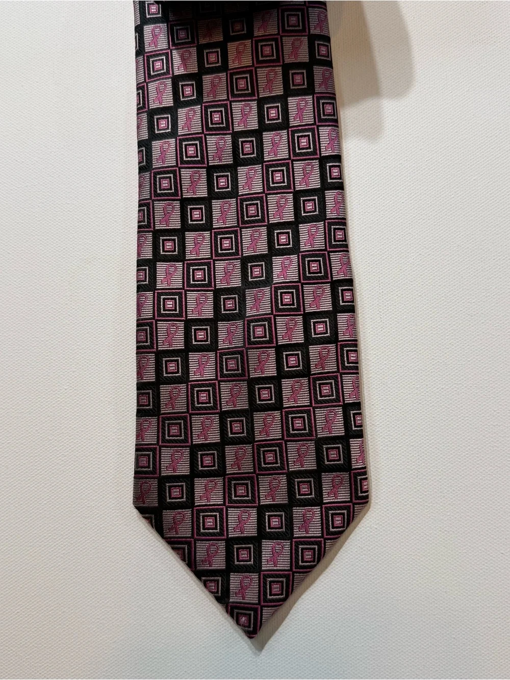 Diane Katzman Real Men Wear Pink Silk Breast Cancer Ribbon Necktie